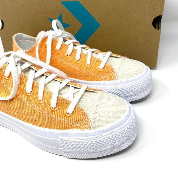 Converse 567855C Chuck Taylor AS Plathporm LIFT Canvas Low Orange Women's Size - Picture 7 of 10